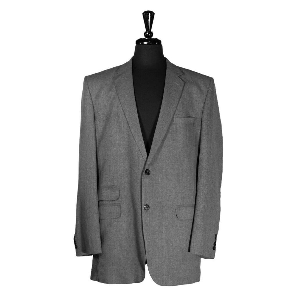 Mens Blazer Gray 100% Wool Lined Formal Party Jacket Wedding Sport Coat 40L